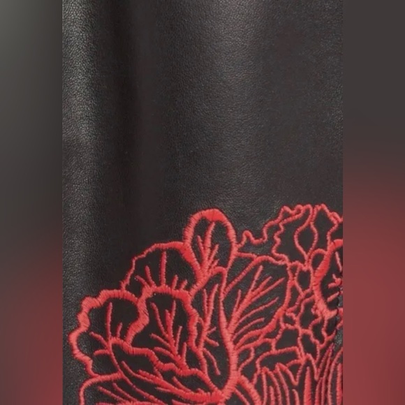 Alexander McQueen Zip Front Embroidered Peplum Leather Moto Jacket, Black, IT38 - Picture 7 of 12